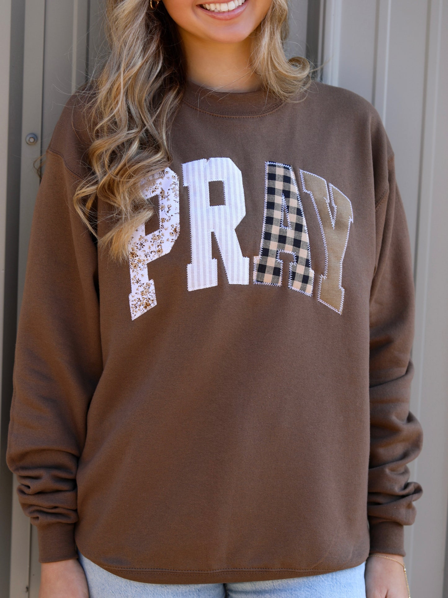 Embroidered Pray Crew