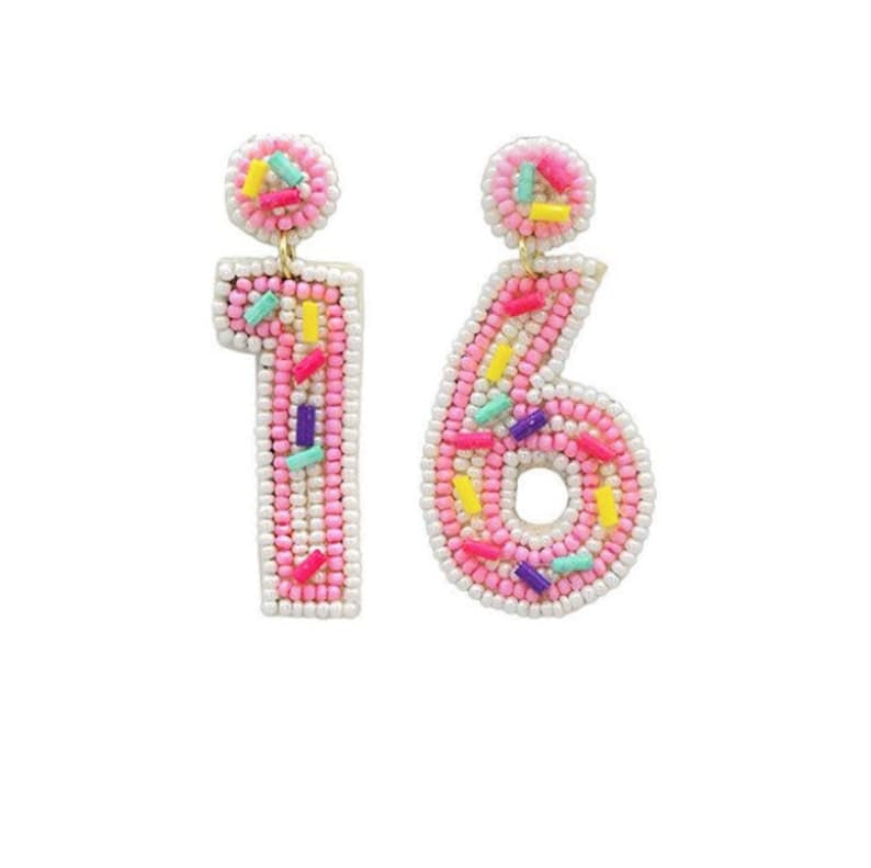 Happy 16th Birthday Beaded Earrings