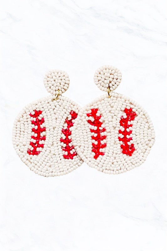 Baseball Beaded Earrings