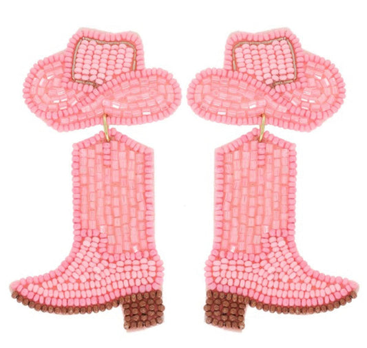 Cowgirl Boots Beaded Earrings