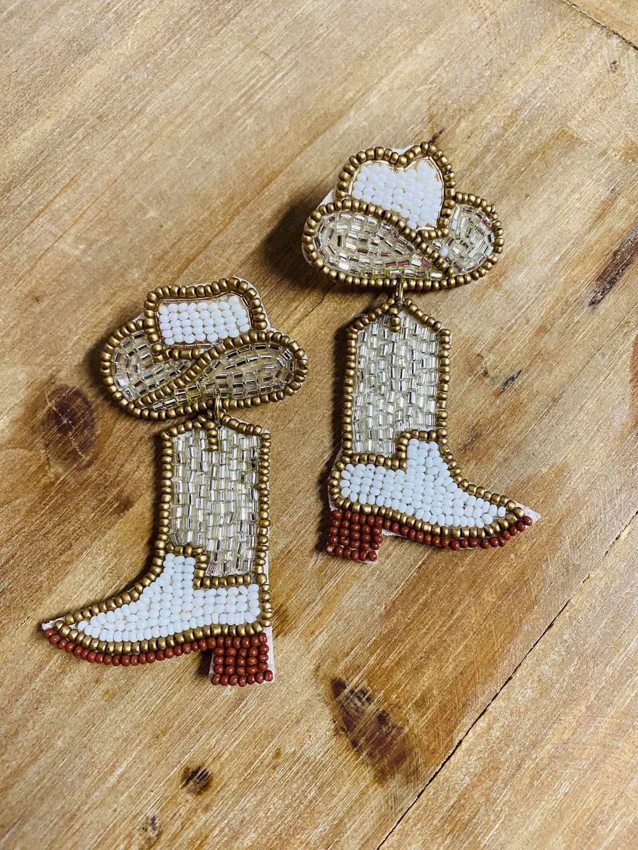 Cowgirl Boot Beaded Earrings