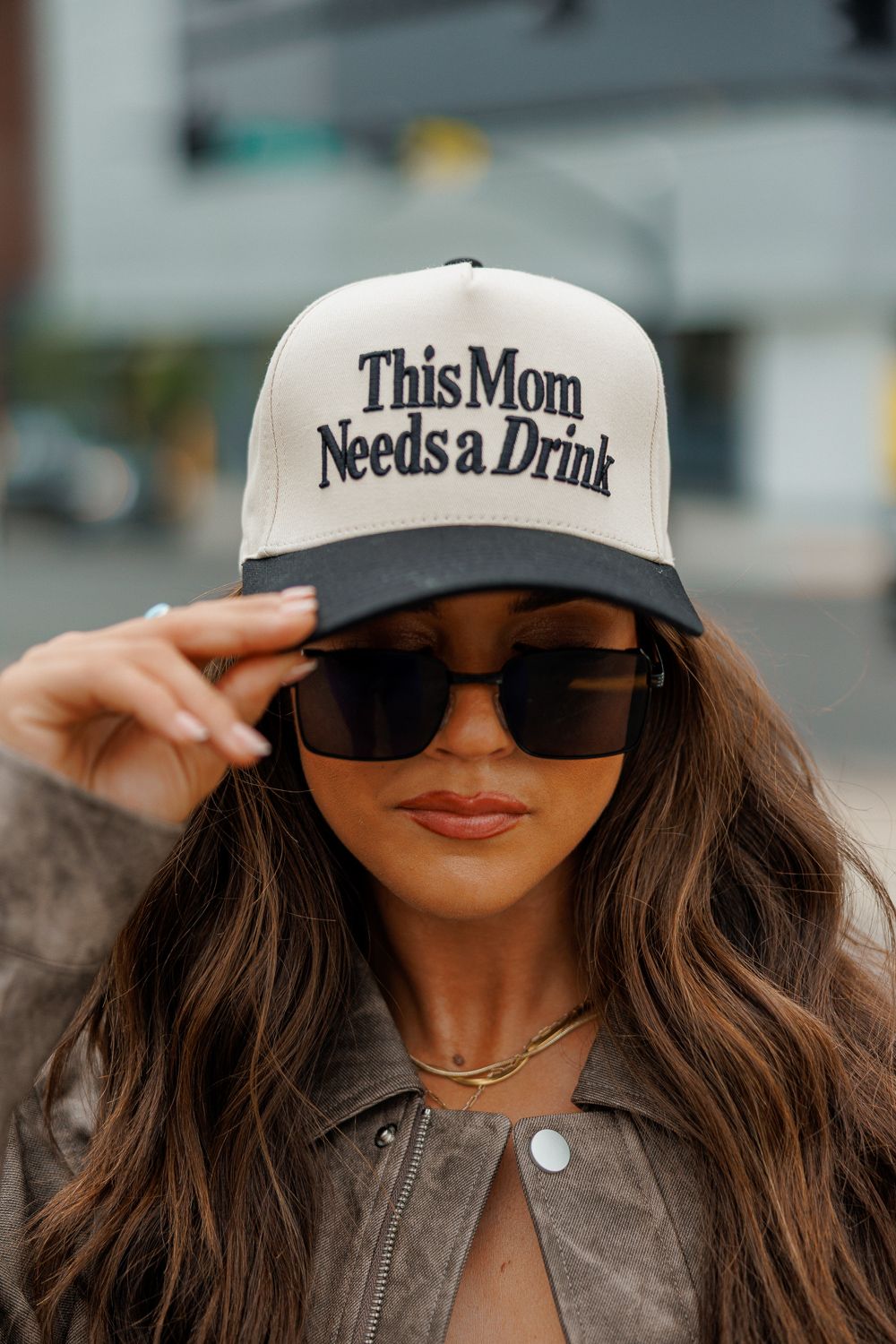 This Mom Needs a Drink Embroidered Trucker Hat