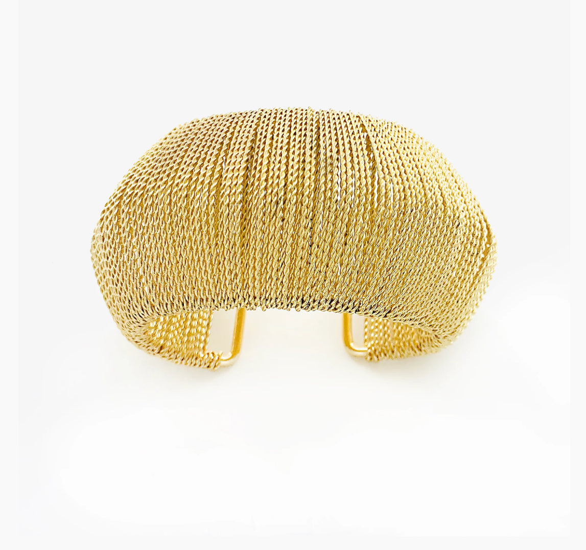 Gold-Tone Wire Wrap Statement Cuff