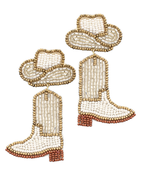 Cowgirl Boot Beaded Earrings